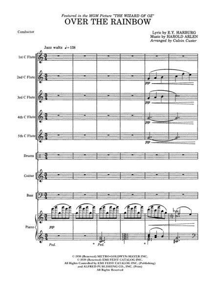 Over The Rainbow Score By Ey Yip Harburg Flute Solo Digital