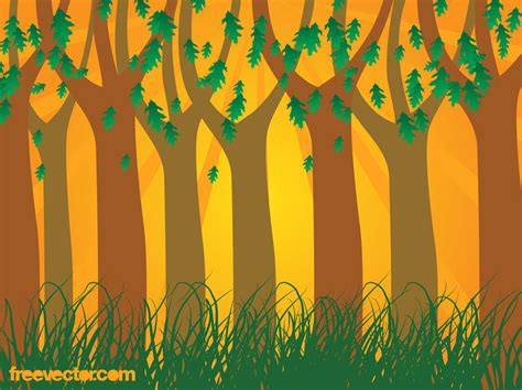 Sunset Forest Vector Vector Art And Graphics