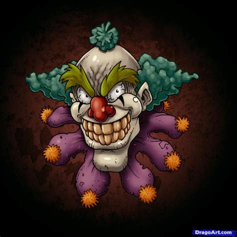 How To Draw Scary Clowns Step By Step Creatures Monsters Free