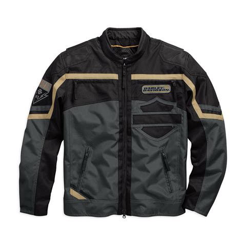 Stop in and smell the leather. Harley-Davidson Mens Plank Textile Riding Jacket
