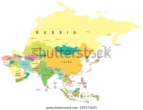 Asia Map Highly Detailed Vector Illustration Stock Vector Royalty Free