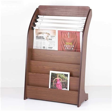 Floor Standing Display Stand Wooden Newspaper Shelf Information Frame