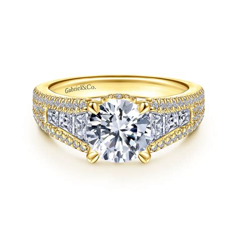 18k Yellow Gold Round Diamond Wide Band Engagement Ring Er14513r6y83jj