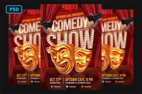 Comedy Show Flyer Template | Creative Photoshop Templates ~ Creative Market