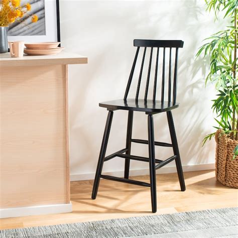 Safavieh Beaufort Black 24 In H Counter Height Wood Bar Stool With Back