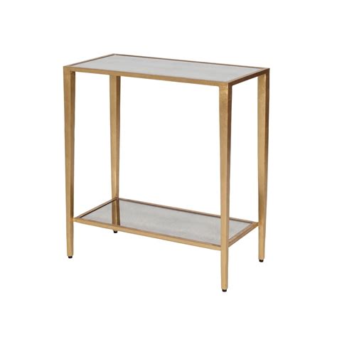 Johanson Side Table Gold Mirror With Shelf Rectangle Side Table