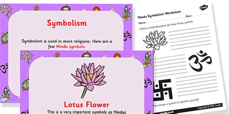 Symbolism In Hinduism Powerpoint And Worksheet Symbolism In