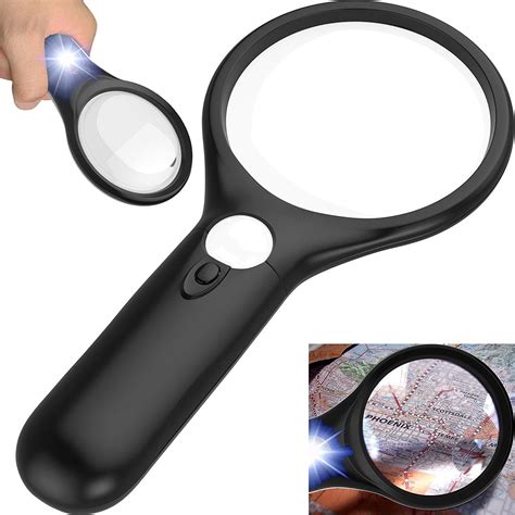 Magnified Professional Magnifying Glass 3x 10x 45x W 3 Led Lights