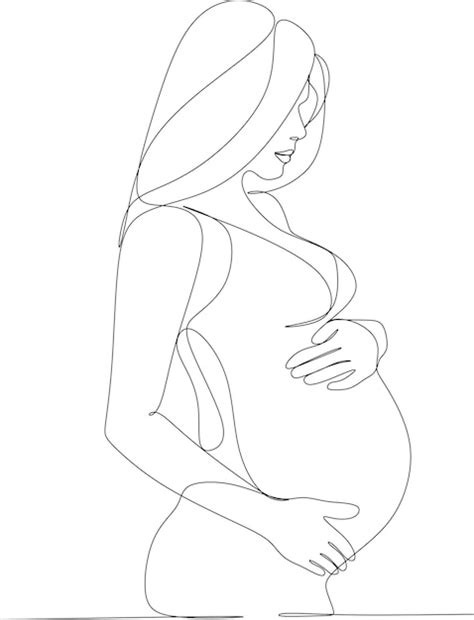 Premium Vector Continuous Line Drawing Pregnant Woman
