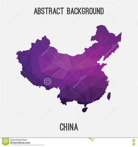 China Map In Geometric Polygonalmosaic Style Stock Illustration