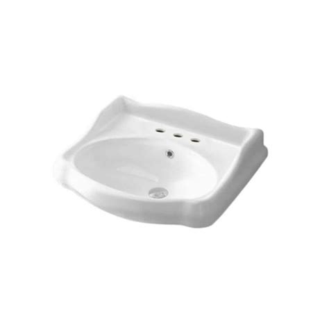 Nameeks Traditional Wall Mounted Bathroom Sink In White With 3 Faucet
