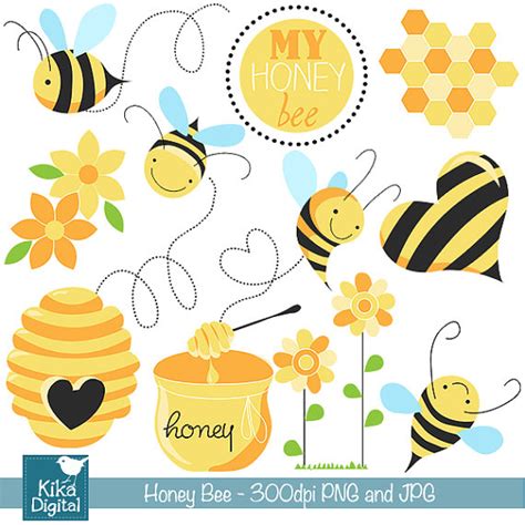 Instant Download Honey Bee Digital Clipart Scrapbooking