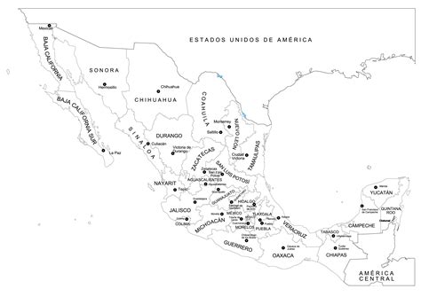 Mapa De M Xico Y Sus Estados Para Pintar Mapa De Mexico Mapa Mexico Con Nombres Ciudad De