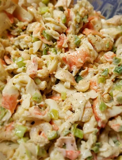 A mixture of fresh and imitation crab, veggies and a homemade ranch style you'll see some copycat recipes for the seafood sensation salad that include shrimp, something i don't actually recall. Crab and shrimp salad 2 packages imitation crab meat 1 ...