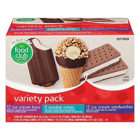 Food Club Variety Pack Ice Cream 96 Oz Frozen Foods Mathernes Market