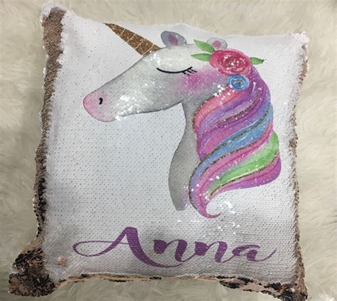 Personalized Unicorn Flip Sequin Pillow Mermaid Pillow With Etsy