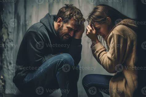 Ai Generative Young Man Comforting Crying Sad Woman Caring Friend Consoling Upset Girl In Tears