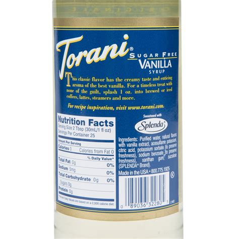 Torani 750 ML Sugar Free Vanilla Flavoring Syrup