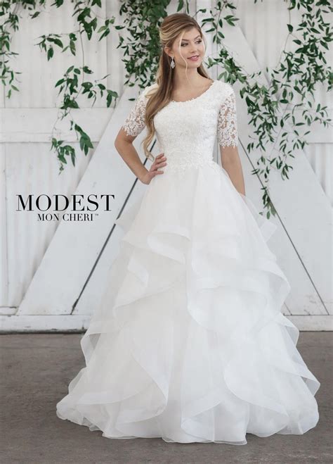 French Novelty Mon Cheri Tr21860 Ruffled Modest Wedding Dress