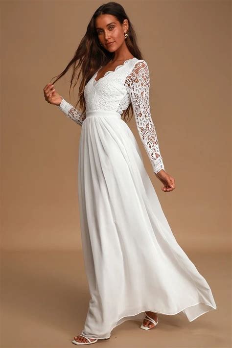 Awaken My Love White Long Sleeve Lace Maxi Dress Long Sleeve Lace Maxi Dress White Lace Dress