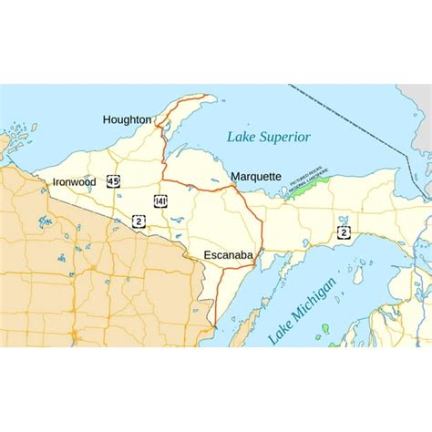Upper Peninsula Michigan Cities Map