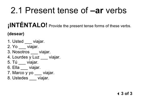 21 Present Tense Of Ar Verbs