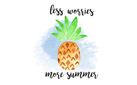 Download Watercolor Pineapple Summer Quote Wallpaper
