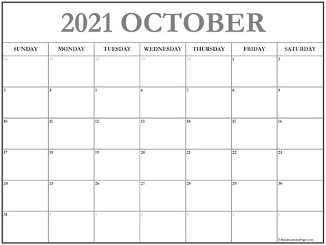 October 2021 Calendar 56 Templates Of 2021 Printable Calendars