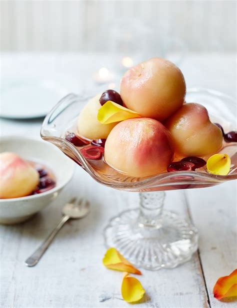 poached nectarines in elderflower and lemon syrup a deliciously delicate dessert sainsburys