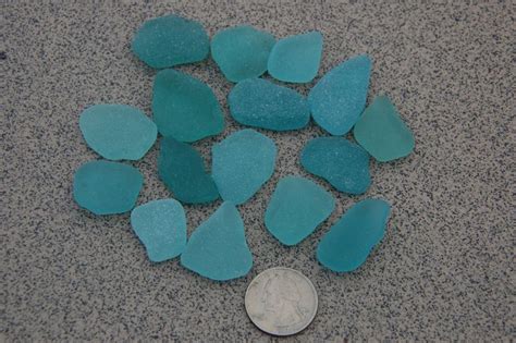 16 Turquoise Sea Glass Blue Green Sea Glass Rare Sea Glass Etsy