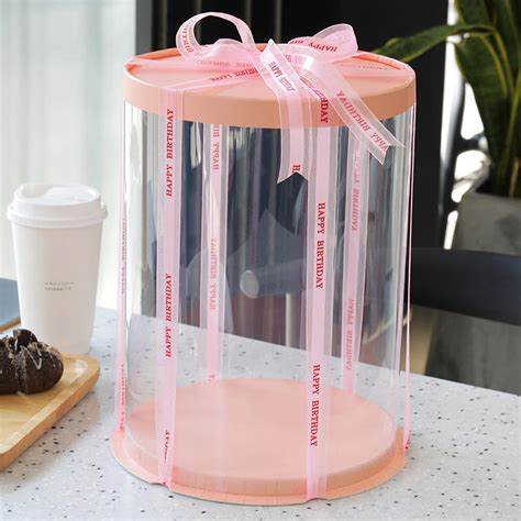 Custom Tall Clear Transparent Round Packaging Cake Box Welm