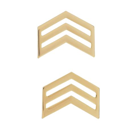 Rotc Sergeant Sta Brite Gold Rank Pin On Pair Sta Brite Insignia