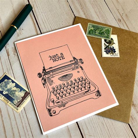 Typewriter Notecard Set Handstamped Typewriter Notecards Etsy In 2021 Pink Note Cards Note