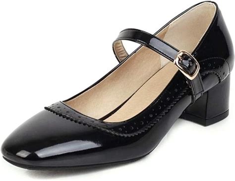 Womens Round Toe Oxfords Buckle Strap Mary Jane Block Heel Pumps Office Dress Shoes Amazonca