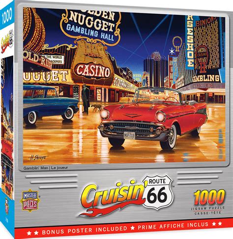 Cruisin Route 66 Gamblin Man 1000 Piece Puzzle Sports Unlimited