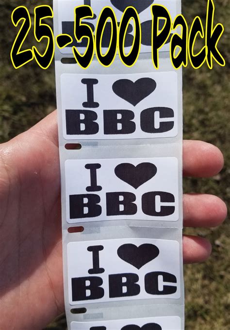 i love bbc 25 500 pack stickers gag sticker gay pride penis etsy