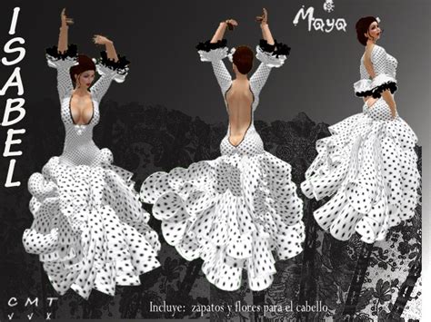 Second Life Marketplace Vestido Flamenco Blanco Isabel