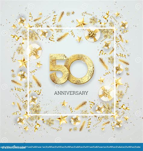 Creative Background 50th Anniversary Celebration Of Golden Text And