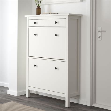 Hemnes Shoe Cabinet With 2 Compartments White 89x30x127 Cm Ikea
