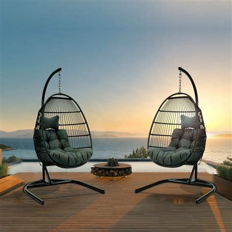 Single Seat Swing Chair Outdoor Patio Courtyard Hanging Steel Frame Egg