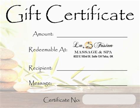 Yoga Gift Certificate Template Free New Beautiful Spa Gift Pertaining To Awesome Baptism