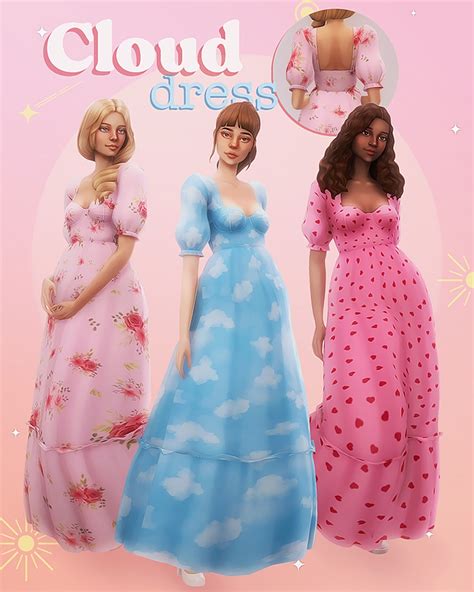 Cloud Dress Miiko On Patreon Sims 4 Dresses Sims 4 Sims 4 Mods