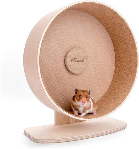 Amazon Com Niteangel Wooden Hamster Exercise Wheel Silent Hamster Running Wheel For