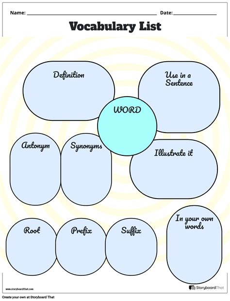 Free Vocabulary Worksheet Templates At Storyboardthat