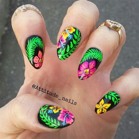 Attitude Nails Tropical Neon All Up On My Nails Hibiscus Orchid