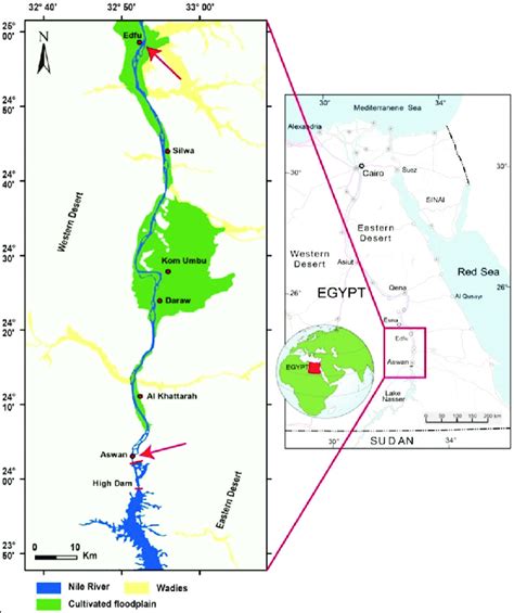 General Map Of Egypt Illustrating The Aswan Governorate And The