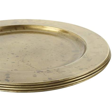 Aged Charger And Service Plates Gold Brass Bulk Metal Plates Set Of 4