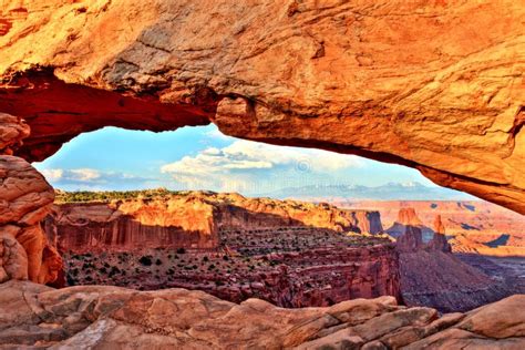 Mesa Arch At Sunset Canyonlands National Park Utah Stock Image