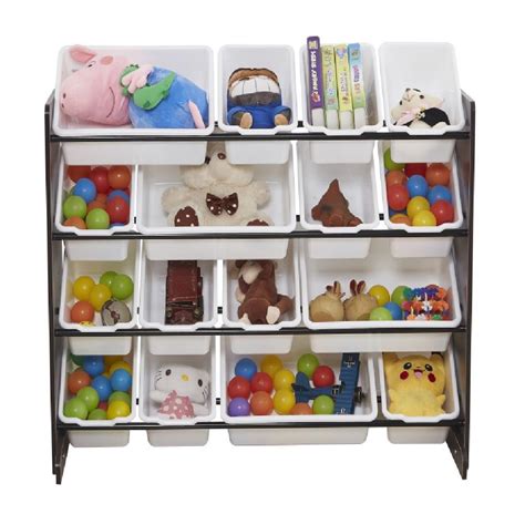Kids Toy Organizer Storage 16 Bin Box Wood Frame Shelf Rack Playroom
