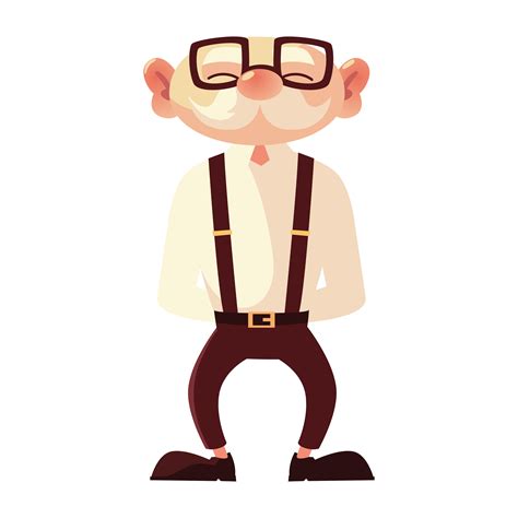 Old Man With Glasses Grandfather Cartoon Character Senior 4311191